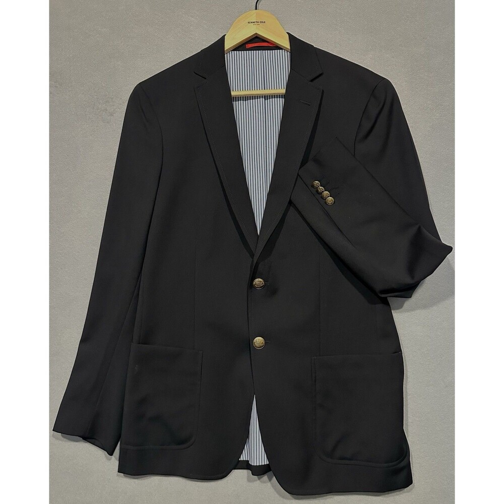 Gant Black Club Blazer Men’s EU 50R/ US 40R Gold Button Pouch Pockets Preppy